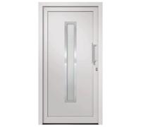 vidaXL Porte d'Entrée Principale Sécurité Maison Serrure à Tête de Champignon à 5 Points Charnières Réglables 3D Extérieur Blanc 98x190 cm