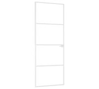 Porte Intérieure, Porte Intérieure Moderne, Porte Vitrée, Porte de Chambre, Porte de Salle de Bain Maison, Blanc Trempé Verre Aluminium Fin