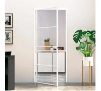 vidaXL Porte d'intérieur 83 x 201,5 cm Blanc verre trempé aluminium fin
