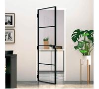 vidaXL Porte d'intérieur 153658 Noir 76x201,5 cm Verre trempé Aluminium fin