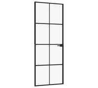 vidaXL Porte d'intérieur Noir 76x201,5 cm Trempé verre aluminium fin