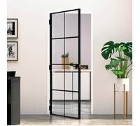 vidaXL Porte d'intérieur 153663 83x201,5 cm Verre trempé, aluminium fin, Noir