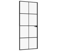 vidaXL Porte d'intérieur Noir 83x201,5 cm Trempé verre aluminium fin