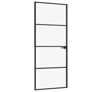 vidaXL Porte d'intérieur Noir 83x201,5 cm Trempé verre aluminium fin
