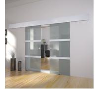 vidaXL Porte double coulissante en verre Blanc G