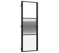 vidaXL Porte en verre rayé Noir 76 x 3,5 x 201,5 cm Aluminium avec serrure, cadre élégant