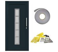 vidaXL Porte Frontale Anthracite 108 x 208 cm PVC, Porte d'entrée tendance, écoénergétique, moderne, robuste en composite, accès intérieur-extérieur chic