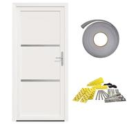vidaXL Porte Frontale Blanc 88 x 200 cm PVC, Porte de salon, entrée rectangulaire, hall moderne, gain de place, kit en verre pratique