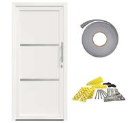 vidaXL Porte Frontale Blanc 98 x 208 cm PVC, Porte de salon, entrée rectangulaire, hall moderne, gain de place, kit en verre pratique
