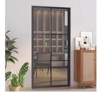 vidaXL Porte intérieure vitrée 102,5x201,5 cm Noir Verre ESG Aluminium