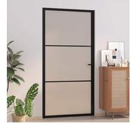 vidaXL Porte intérieure 102,5x201,5 cm Noir, verre mat et aluminium 350555