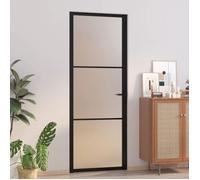 vidaXL Porte intérieure 76x201,5 cm Noir Verre mat et aluminium