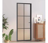 Binnendeur 83x201,5 cm matglas en aluminium zwart350557