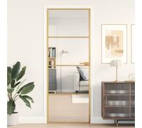 vidaXL Porte intérieure mince doré 76x201,5 cm verre trempé aluminium