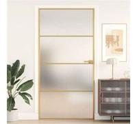 vidaXL Porte intérieure mince doré verre trempé aluminium