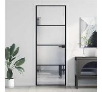 vidaXL Porte intérieure 155116 mince 76x201,5 cm verre trempé aluminium noir