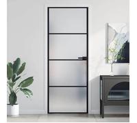 vidaXL Porte intérieure mince 76 x 201,5 cm noir verre trempé aluminium