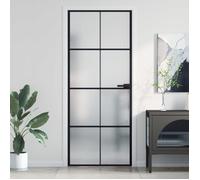 Binnendeur smal 83x201,5 cm gehard glas en aluminium zwart155127