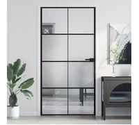 vidaXL Porte intérieure mince noir verre trempé aluminium 155130