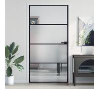 vidaXL Porte intérieure mince noir verre trempé aluminium