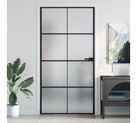 vidaXL Porte intérieure mince noir verre trempé aluminium