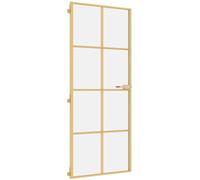 vidaXL Porte Intérieure Mince, Porte Intérieure Moderne, Porte Vitrée, Porte de Chambre, Porte de Salle de Bain Maison, Doré 83x201,5 cm Verre Trempé Aluminium