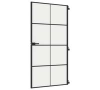 vidaXL Porte Intérieure Mince, Porte Intérieure Moderne, Porte Vitrée, Porte de Chambre, Porte de Salle de Bain Maison, Noir Verre Trempé Aluminium
