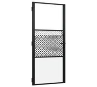 vidaXL Porte intérieure Noir 93 x 201.5 cm verre trempé, aluminium