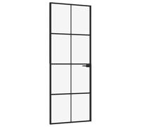 vidaXL Porte Intérieure, Porte Intérieure Moderne, Porte Vitrée, Porte de Chambre, Porte de Salle de Bain Maison, Noir Trempé Verre Aluminium Fin