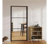 Porte Intérieure Porte Vitrée Poignée en Alliage d'Aluminium Serrure en Fer Salon Maison Verre ESG et Aluminium 102,5x201,5 cm Noir
