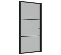 vidaXL Porte Intérieure Porte Vitrée Porte à Panneaux Chambre à Coucher Salle de Bain Maison 102,5x201,5 cm Noir Verre Mat et Aluminium