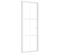 vidaXL Porte Intérieure Porte Vitrée Porte à Panneaux Chambre à Coucher Salle de Bain Maison 76x201,5 cm Blanc Verre ESG et Aluminium