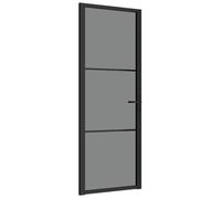vidaXL Porte Intérieure Porte Vitrée Porte à Panneaux Chambre à Coucher Salle de Bain Maison 76x201,5 cm Noir Verre ESG et Aluminium