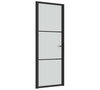 vidaXL Porte Intérieure Porte Vitrée Porte à Panneaux Chambre à Coucher Salle de Bain Maison 76x201,5 cm Noir Verre Mat et Aluminium
