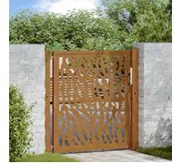 vidaXL Porte de jardin en acier – Résistante aux intempéries, porte de sécurité – Marron G