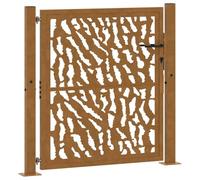 vidaXL Porte de jardin en acier – Résistante aux intempéries, porte de sécurité – Marron G