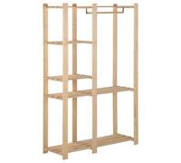 vidaXL Bois de Pin Massif Porte-Manteau Portant Rangement Vêtement Penderie Garde-Robe Organisateur Chambre Intérieur 110x38x170 cm
