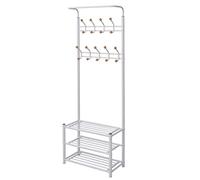 vidaXL Porte-manteau avec Rangement de Chaussures Blanc Penderie Maison