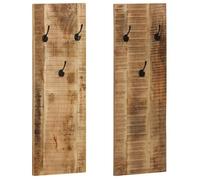 vidaXL Porte-manteau mural 2 pcs Bois de manguier massif 36x110x3 cm