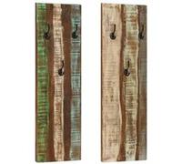 vidaXL Porte-manteau mural 2pcs 36x3x110cm Bois massif de récupération Marron