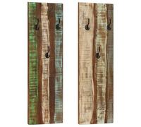 vidaXL Porte-manteau mural 2pcs 36x3x110cm Bois massif de récupération Marron