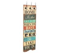 vidaXL Porte-manteau mural HOME IS avec 6 crochets 120 x 40 cm Or G
