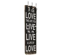 vidaXL Porte-manteau mural avec 6 crochets 120 x 40 cm LOVE LIVE