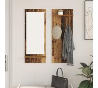 vidaXL Porte-manteau mural avec étagère avec stockage avec miroir Bois ancien 70 x 10 x 90 cm