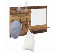 vidaXL Porte-manteau mural avec étagère Bois ancien 90 x 10 x 50 cm, Couloir, crochets rectangulaires, porte-manteau mural, solution durable pour organiser votre entrée à la maison