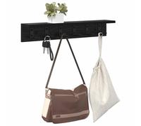 vidaXL Porte-Manteau Mural en chêne Noir, 60 x 10,5 x 10,5 cm, Fait en Vrai Bois, Crochets en métal, étagère pour Ranger à l'entrée, idéal pour Le Couloir, Style Moderne avec Finition Mate, Facile à