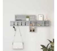 vidaXL Porte-Manteau Mural avec étagère Sonoma Gris 100 x 12 x 43,5 cm, Porte-Manteau Mural Moderne, Design rectangulaire, Rangement Pratique, Crochets et étagères pour l'entrée