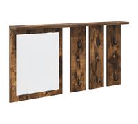 vidaXL Porte-manteau mural avec étagère Montage mural avec miroir Chêne fumé 85 x 10 x 45 cm