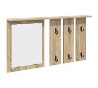 vidaXL Porte-manteau mural avec étagère Montage mural avec miroir Chêne sonoma 85 x 10 x 45 cm