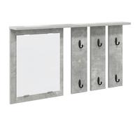 vidaXL Porte-manteau mural avec étagère Montage mural avec miroir Gris béton 85 x 10 x 45 cm